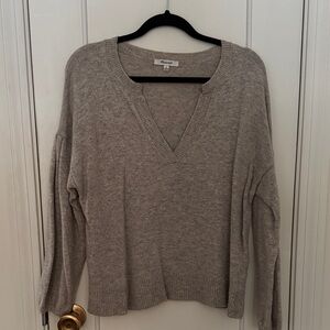 Madewell Balloon Sleeve V-Neck Wool Sweater